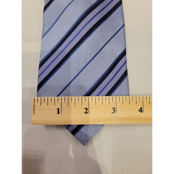 Banana Republic Mens 100% Silk Tie Classic Width Striped Blue Black Purple - Picture 4 of 4